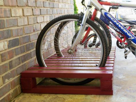 Simple wooden bike store stand